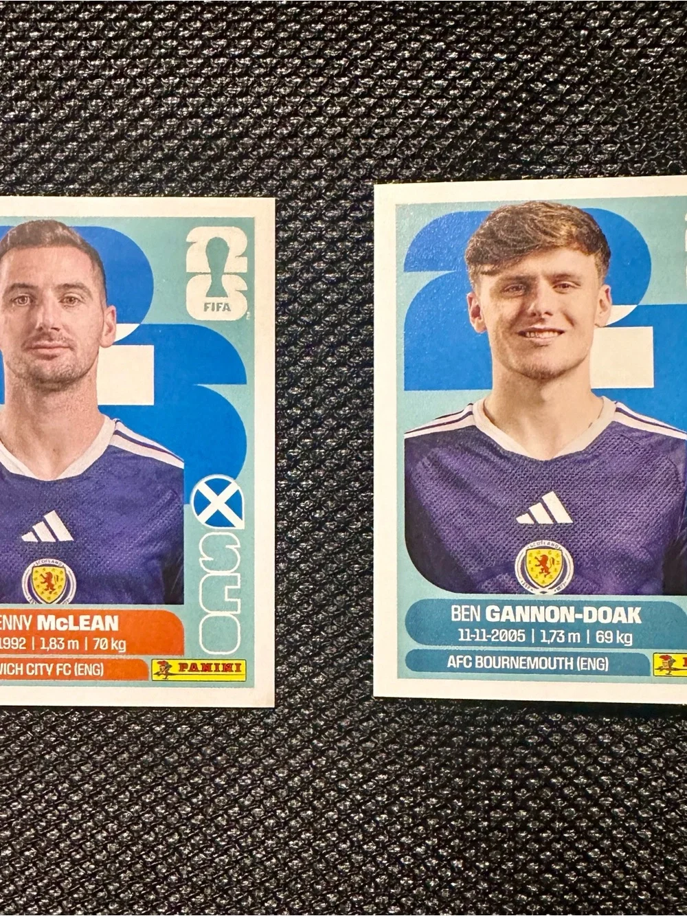 2026 FIFA World Cup Panini Stickers Scotland KENNY MCLEAN BEN GANNON-DOAK SCO
